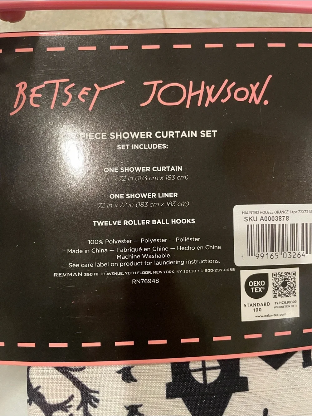 NWT Betsey Johnson Halloween 14 Piece Shower Curtain Set